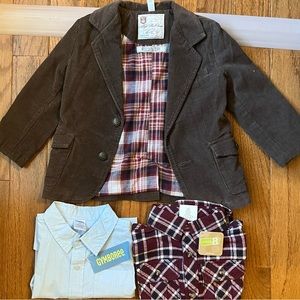 Brown corduroy blazer w 2 NWT button down shirts